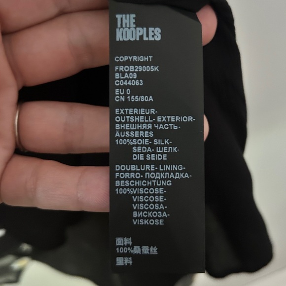 The Kooples NWT 100% Silk Black Daisy Long Sleeve Dress | FR 0 = US 2 - Picture 11 of 13